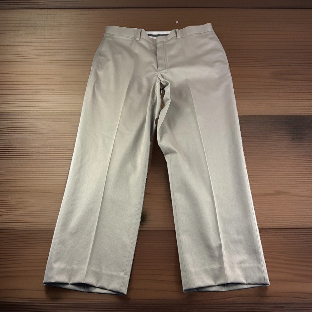 LL Bean Khakis Mens 35x28 Beige Pants Slacks Chinos Preppy Cotton Casual 0JAX5